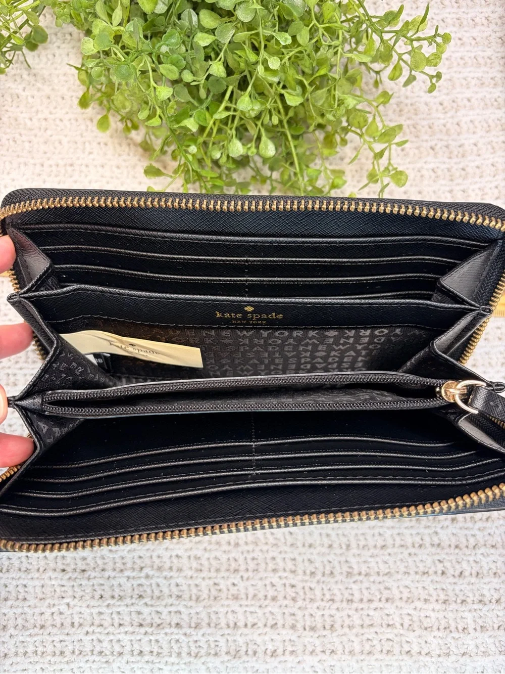 kate spade Black and White Polka Dot Zip Wallet